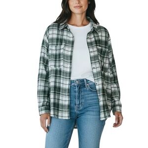 Anthropologie Pilcro Hadley Plaid Viscose Blend Button up Shirt NWT XL Green